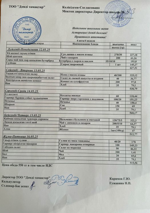 Апта менюі